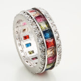 Rainbow Baguette CZ Channel Eternity Band