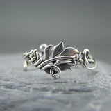 Silver Leaf Vine Scroll Band Ring