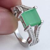 Jade-Look Green Square Split-Shank Ring