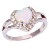 White Opal-Look Heart Pavé Halo Ring