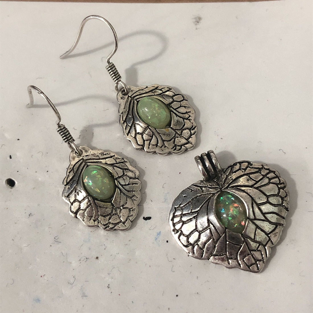 Tree of Life Heart Opal-Look Jewelry Set