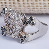 Pavé CZ Skull and Crossbones Ring