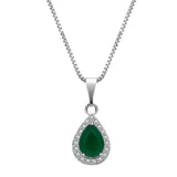 Emerald-Green Pear CZ Halo Jewelry Set