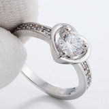 Round CZ Open Heart Bezel Ring