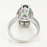 Rainbow Mystic Pear CZ Solitaire Ring