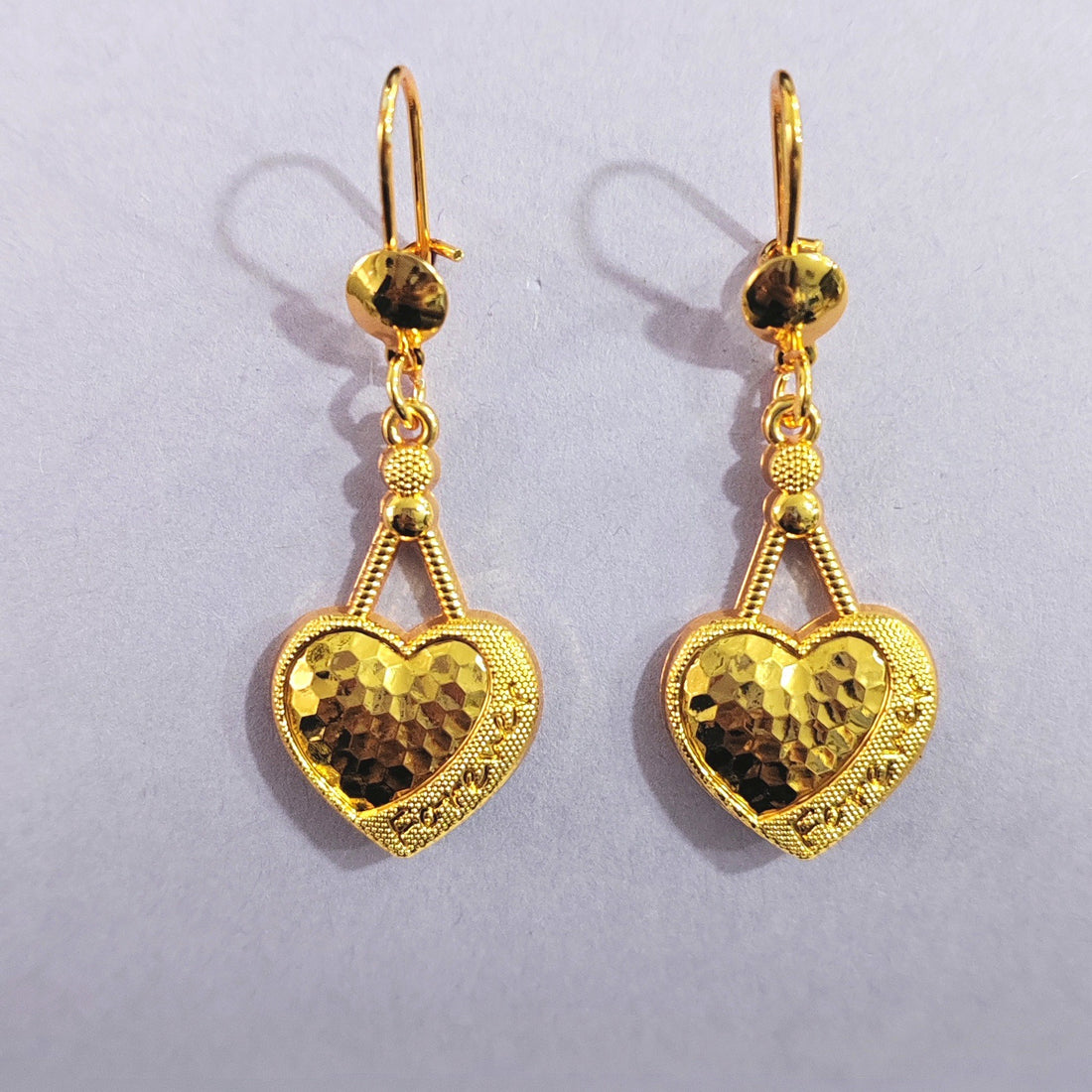 Hammered Heart Dangle Earrings