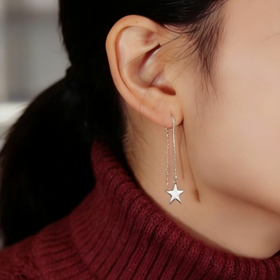 Star Threader Long Chain Earrings