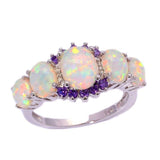 Opal-Look Five-Stone Purple CZ Accent Ring