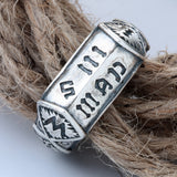 Oxidized Engraved Lettering Wide Band Ring