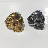 Silver Pirate Skull Biker Ring