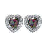Aqua Heart CZ Halo Stud Earrings