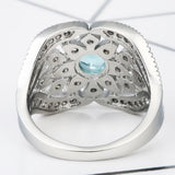 Aqua Round CZ Pavé Wave Wide Ring