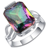 Rainbow Mystic Emerald-Cut CZ Statement Ring