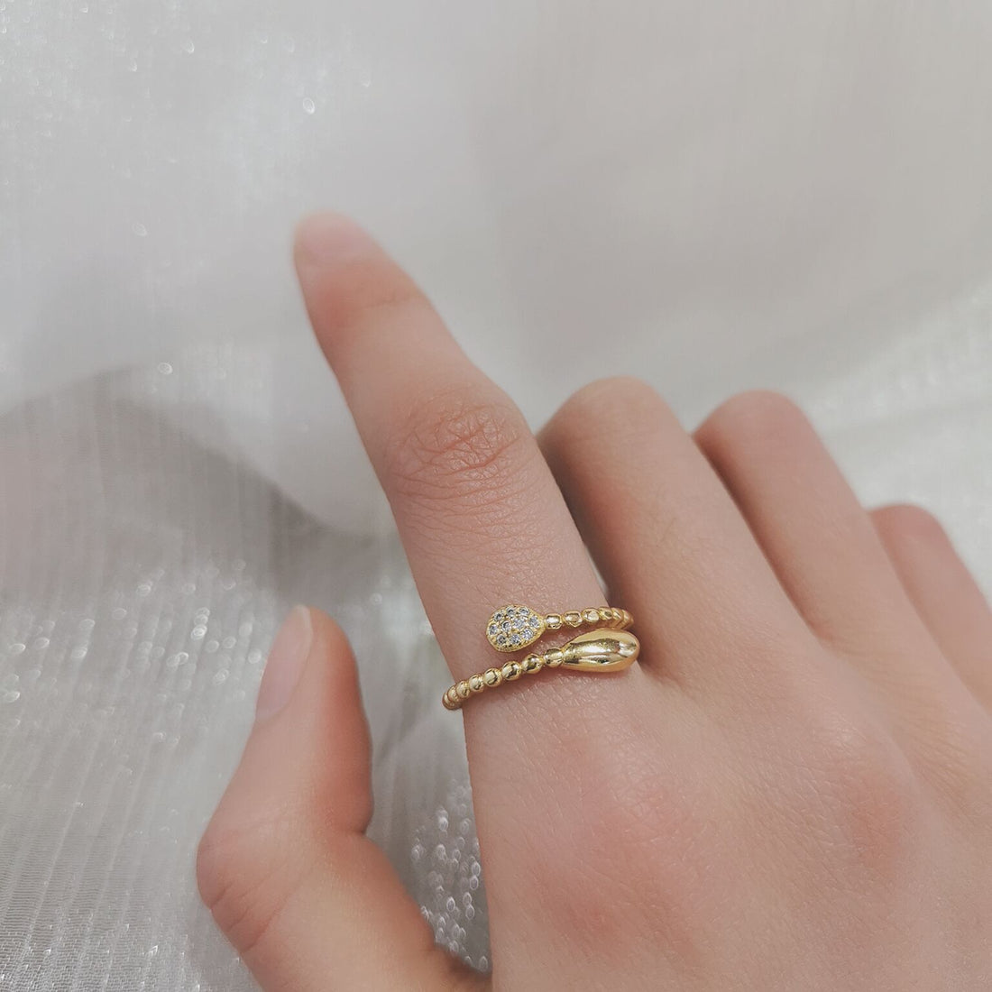 Snake Wrap CZ Dainty Open Ring