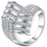 Baguette CZ Layered Wave Wide Ring