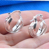 Silver Glitter Twisted Triple Hoop Earrings