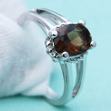 Smoky Brown Round CZ Split Shank Ring