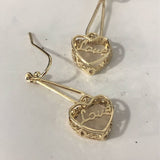 Gold Openwork Love Heart Drop Earrings