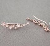 Rose Gold CZ Star Ear Climber Earrings