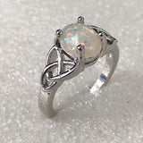 Opal-Look Oval Celtic Knot Ring