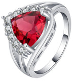 Ruby-Red Trillion CZ Halo Jewelry Set