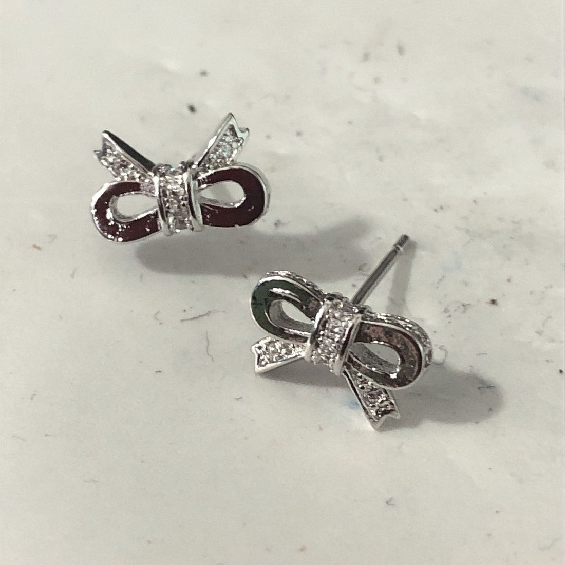 Pavé CZ Bow Knot Stud Earrings