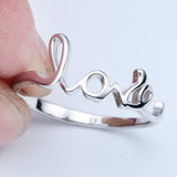 Silver Love Script Word Ring