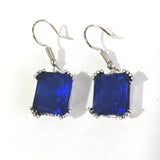 Ruby-Red Emerald-Cut CZ Hook Earrings