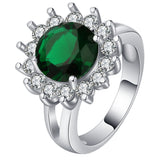Emerald-Green Sunburst Halo Jewelry Set