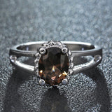 Smoky Brown Round CZ Split Shank Ring