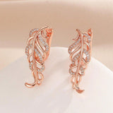 Rose Gold Pavé Leaf Climber Earrings