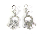 Emerald-Green CZ Leaf Circle Drop Earrings