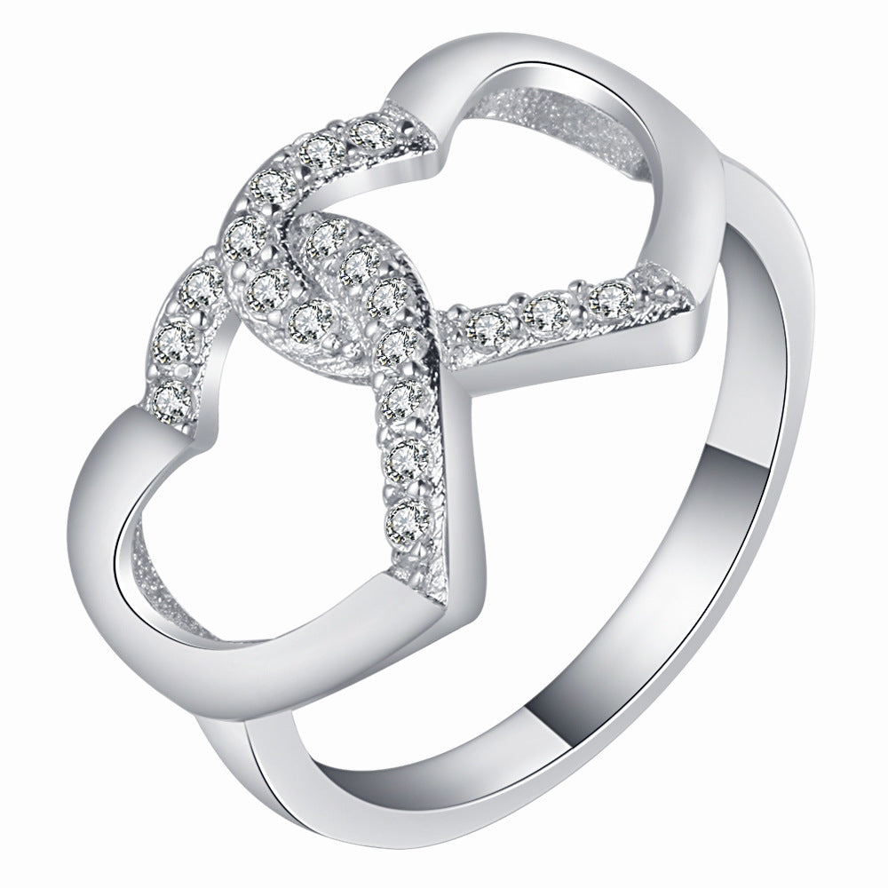 Interlocking Double Heart Pavé CZ Ring