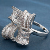 Baguette CZ Knot Bow Statement Ring
