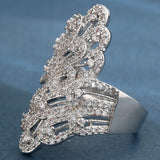 Pavé CZ Openwork Swirl Wide Ring