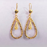 Gold Flower Bead Tassel Drop Earrings