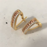 Champagne CZ Double-Row V-Hoop Earrings