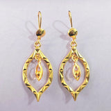 Gold Flower Bead Tassel Drop Earrings