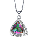 Rainbow Mystic Trillion CZ Halo Jewelry Set