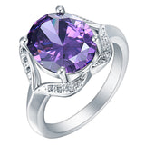 Purple Oval CZ Swirl Shoulder Ring