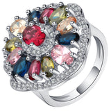 Multicolor Marquise CZ Flower Cluster Jewelry Set