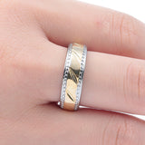Two-Tone Diagonal Stripe Band Ring