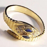 Gold Snake Wrap Ring with Blue Eyes