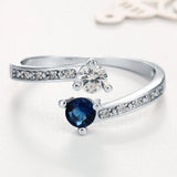 Sapphire-Blue CZ Toi Et Moi Ring