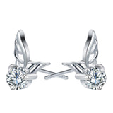 Angel Wing Round CZ Stud Earrings