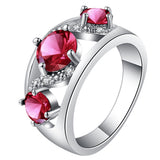 Ruby-Red CZ Swirl Drop Jewelry Set