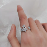 CZ Butterfly Adjustable Open Ring