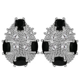 Black Oval CZ Cluster Jewelry Set