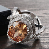 Champagne Oval CZ Halo Lattice Ring