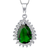 Emerald-Green Pear CZ Halo Jewelry Set